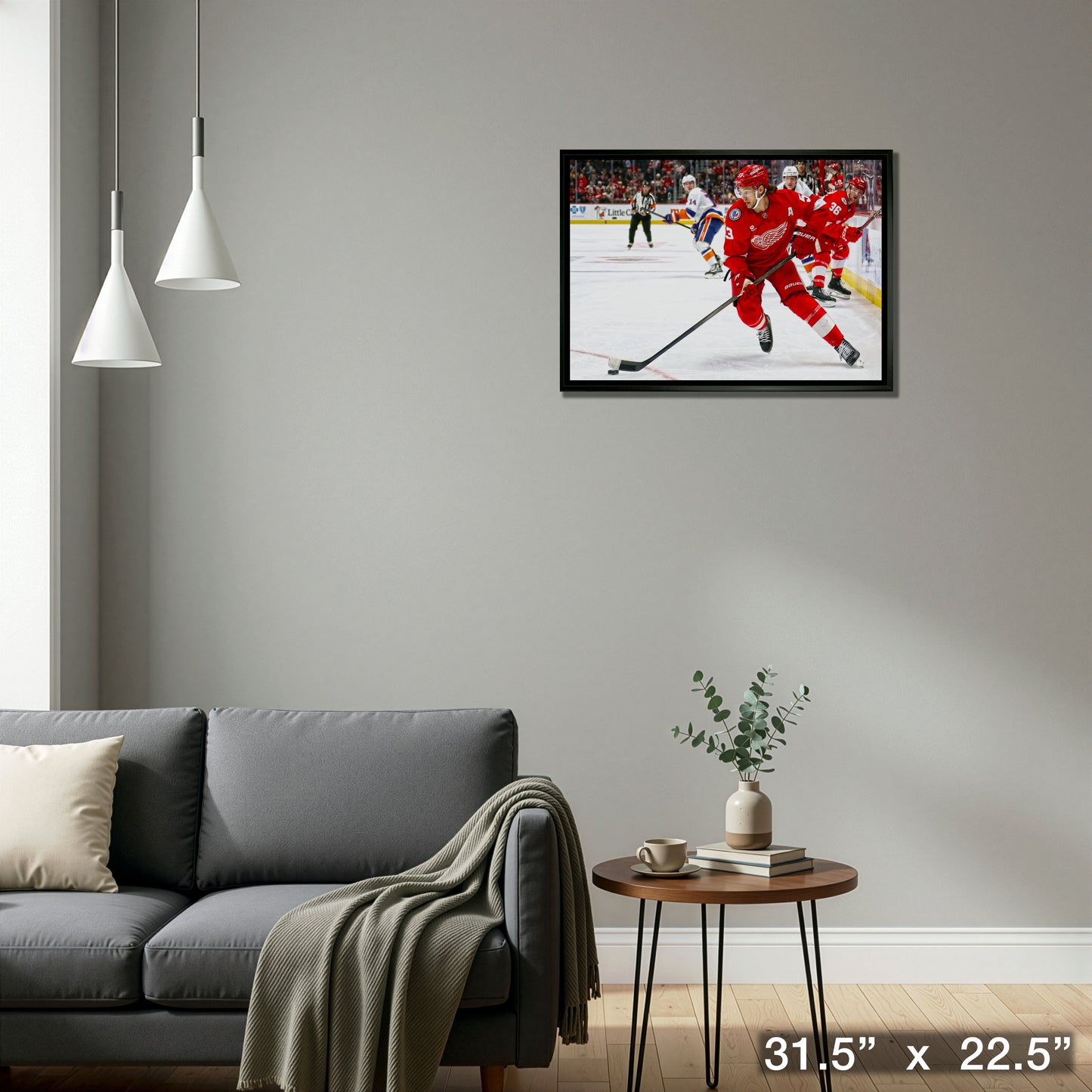 Moritz Seider 20x29 Framed Canvas Detroit Red Wings