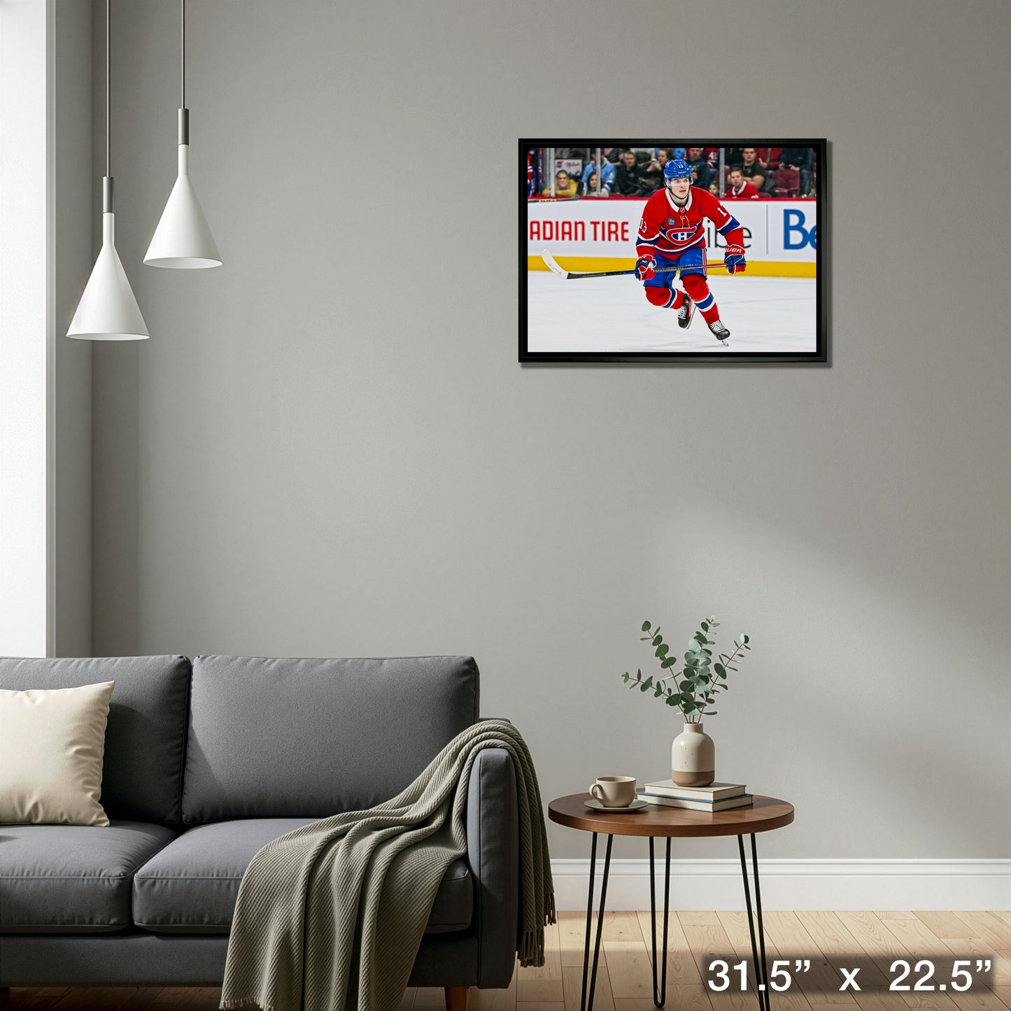 Cole Caufield 20x29 Framed Canvas Montreal Canadiens