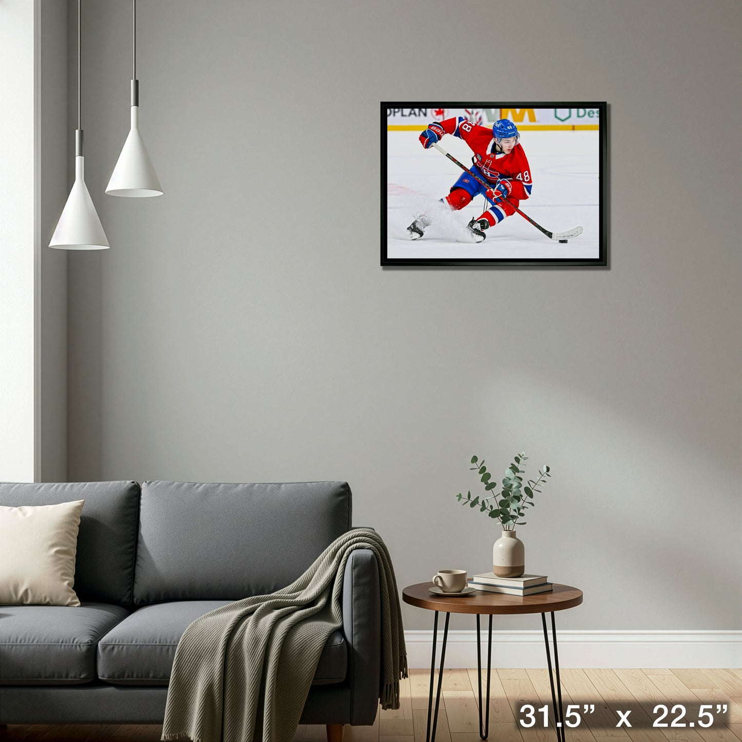 Lane Hutson 20x29 Framed Canvas Montreal Canadiens