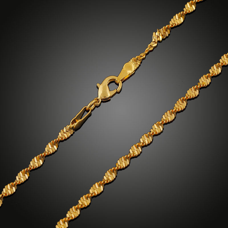 Copper Necklace 18K Gold Double Water Wave