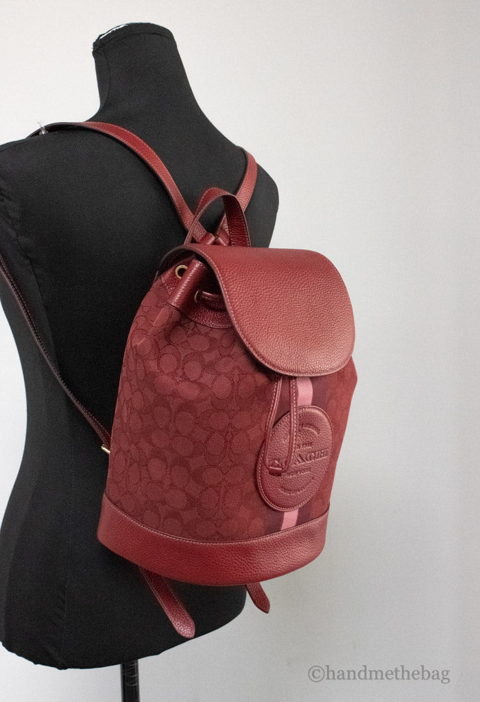 Coach Dempsey Signature Jacquard Backpack in Red Apple
