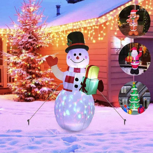 Christmas LED Lights Glowing Santa Tree Snowman Inflatable Doll Outdoor Yard Garden Decor - Velora