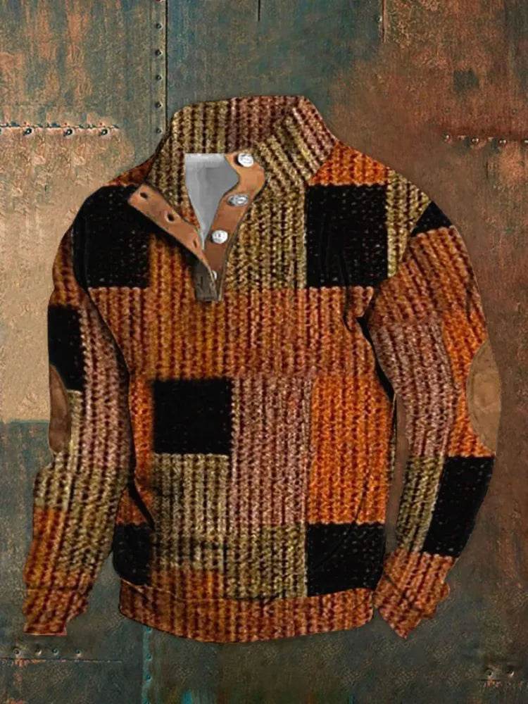 Half button Sweatshirt Men's Winter 3d Digital Printing Pullover Crew neck - Velora