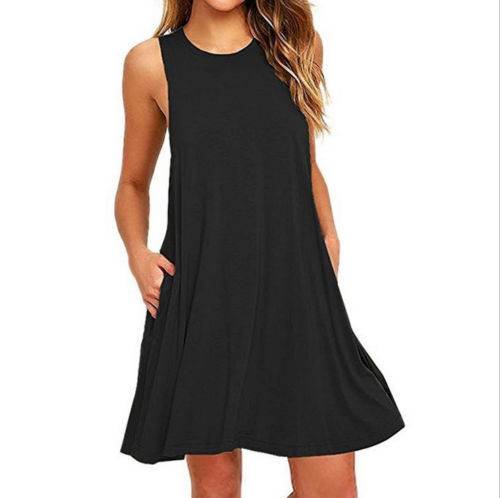 Casual Summer dress Women Pocket Dress Ladies beach mini dress - Velora