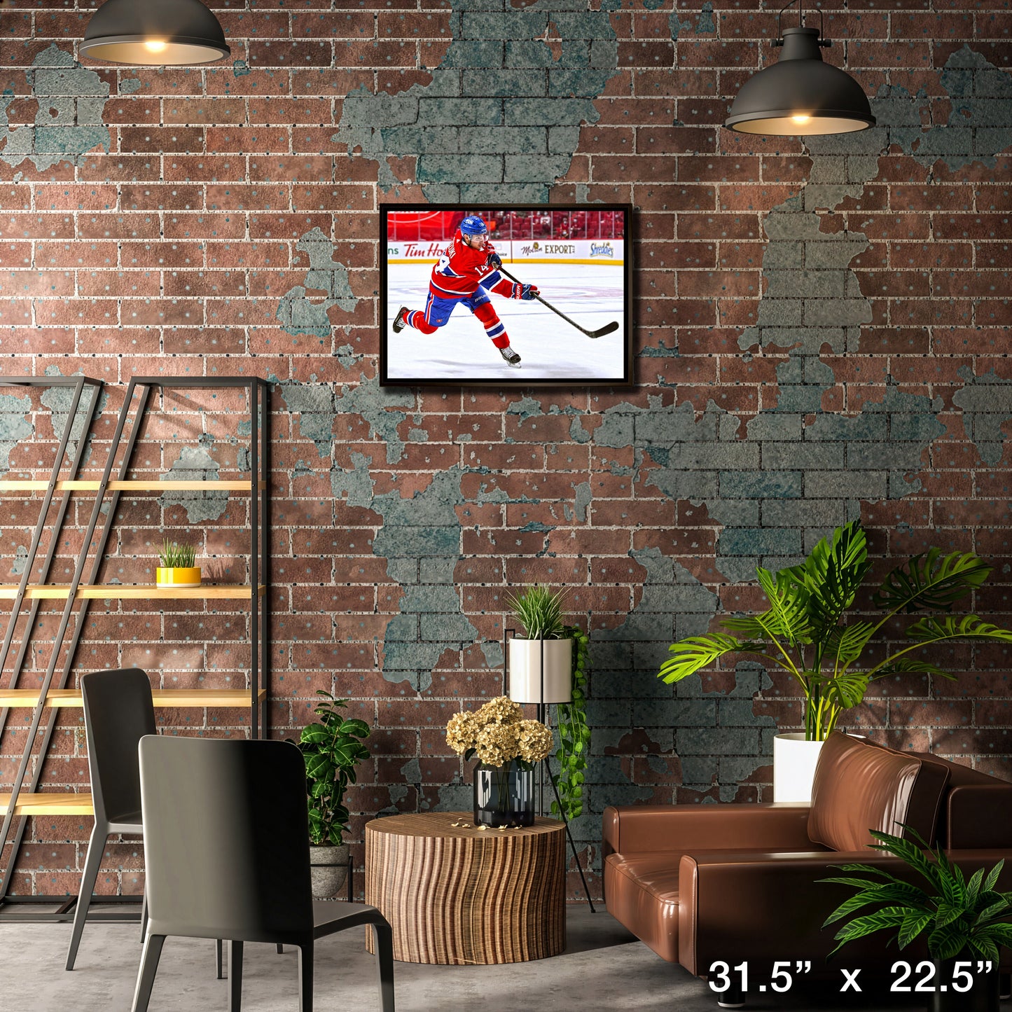 Nick Suzuki Montreal Canadiens Framed 20x29 Shooting Follow Through Canvas