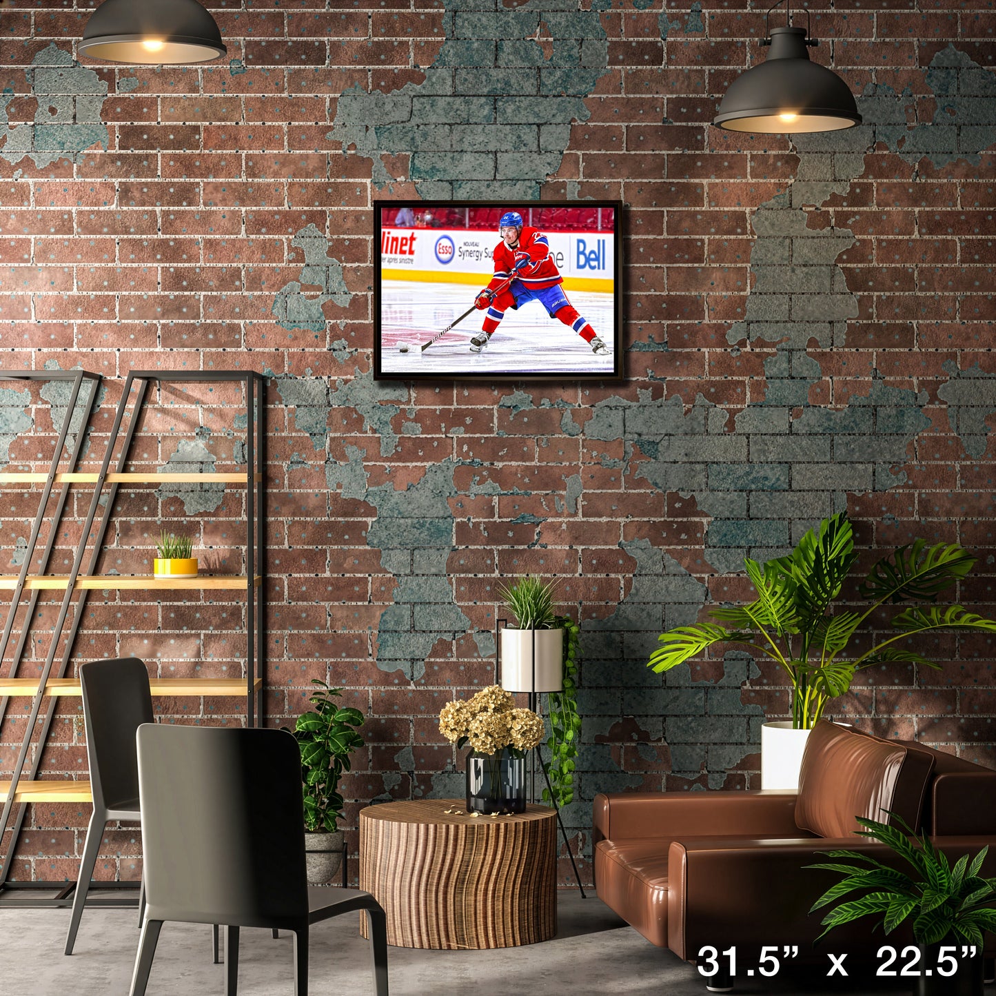 Cole Caufield Montreal Canadiens Framed 20x29 Passing Puck Canvas
