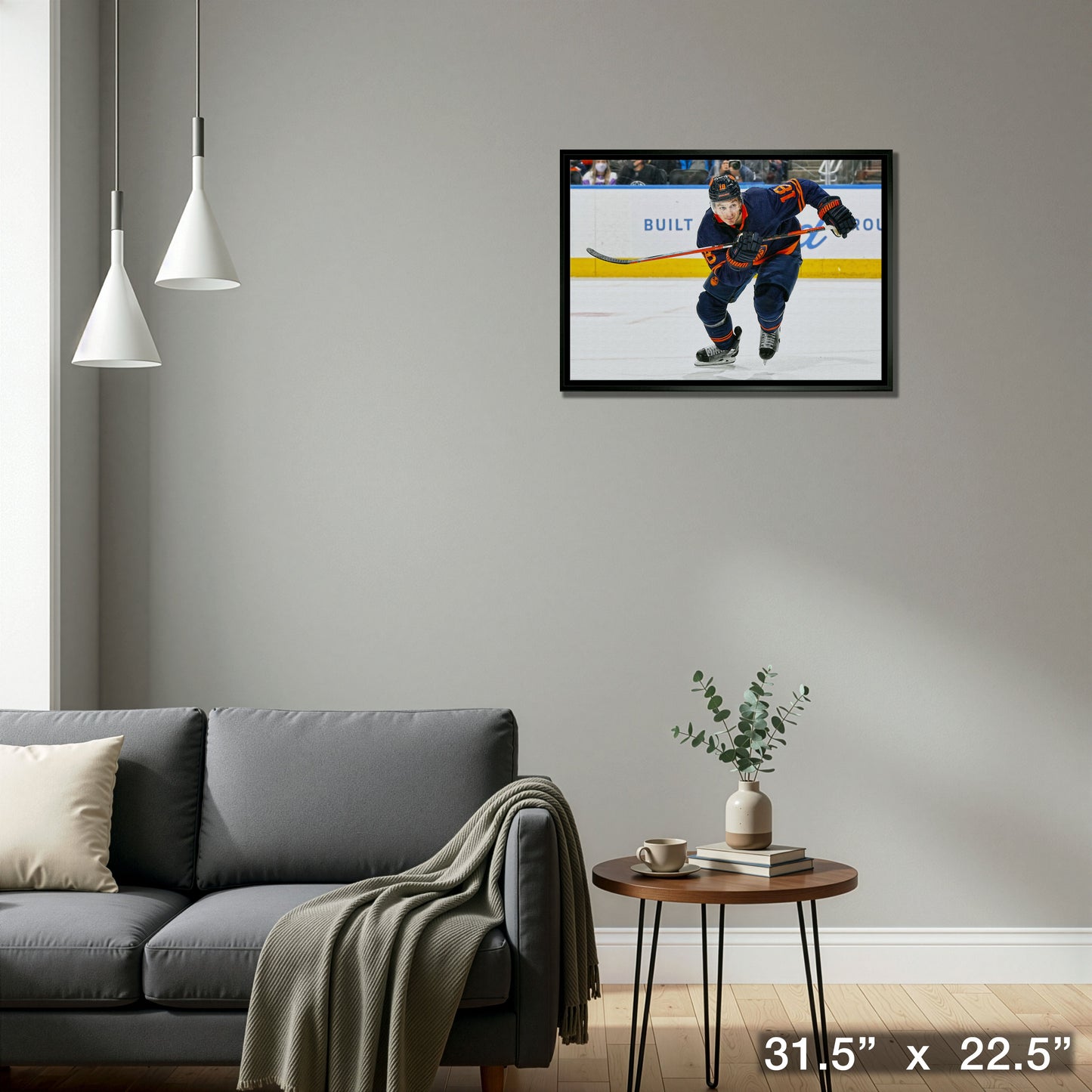 Zach Hyman 20x29 Framed Canvas Oilers Action-H