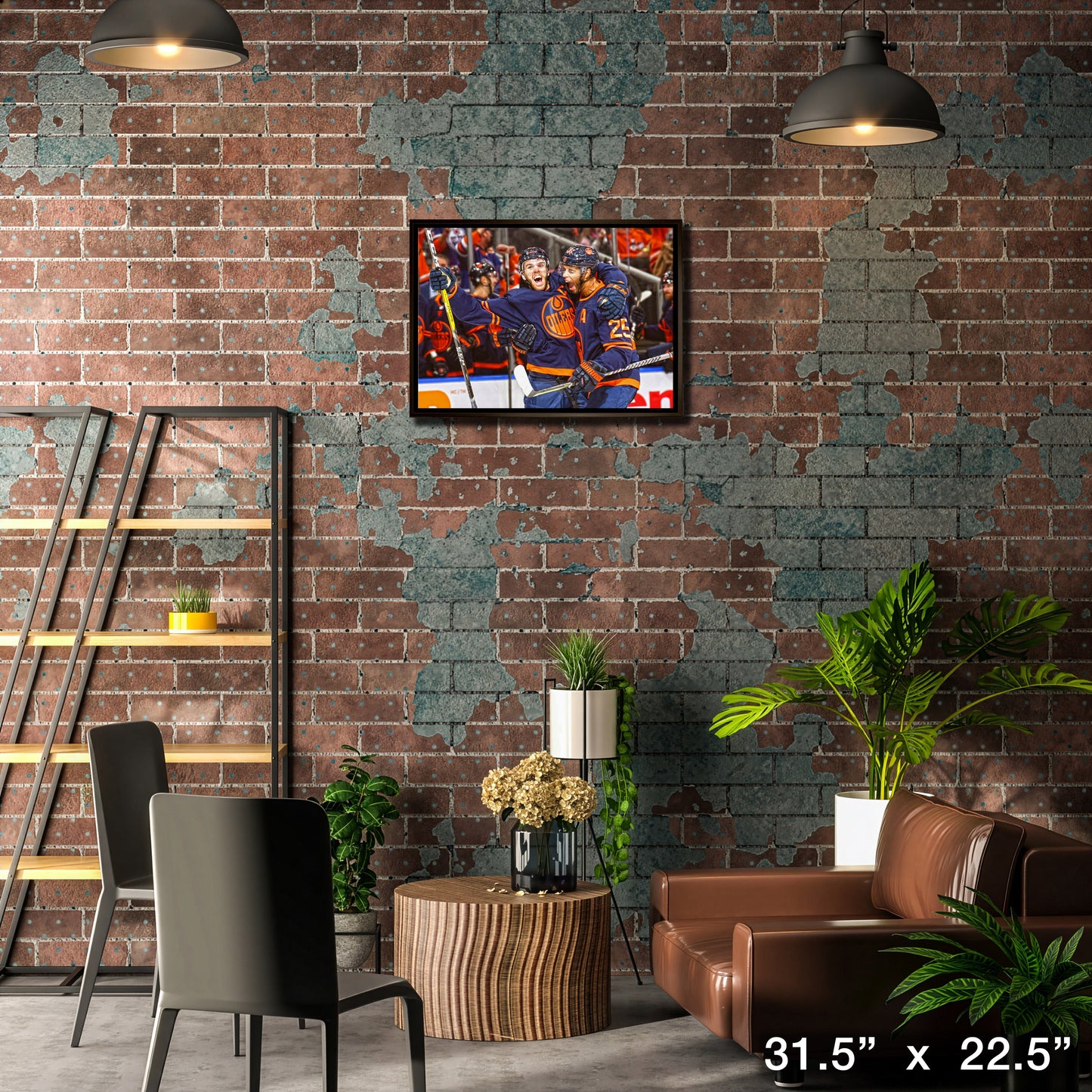 Connor McDavid and Darnell Nurse 20x29 Framed Canvas Oilers Celebration-H