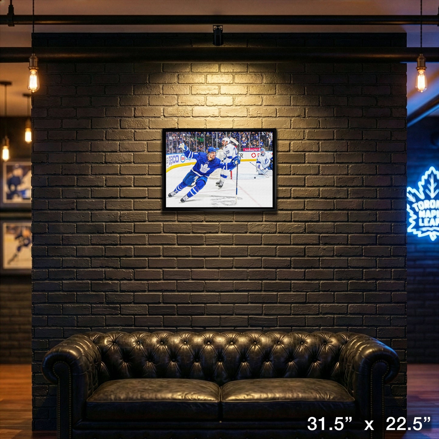 Auston Matthews Toronto Maple Leafs Framed 20x29 Celebration Canvas