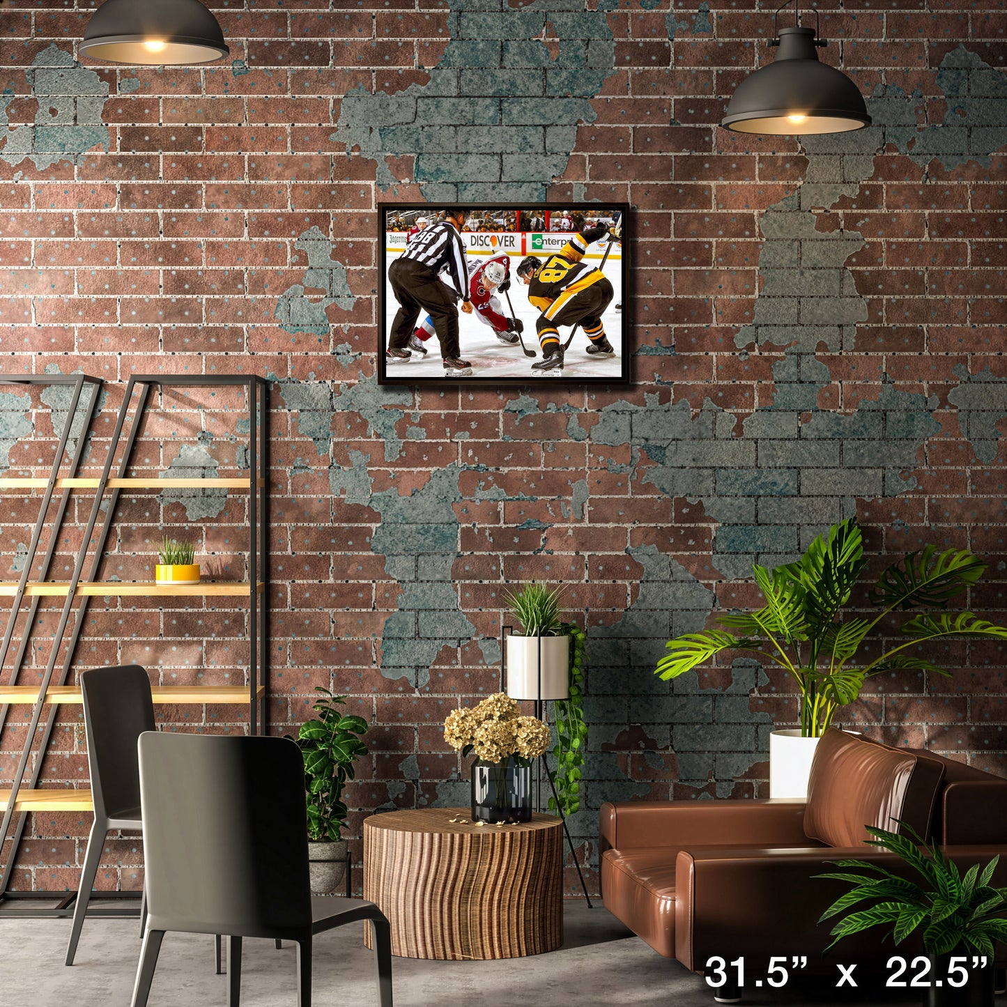 Sidney Crosby and Nathan MacKinnon Framed 20x29 Faceoff Canvas