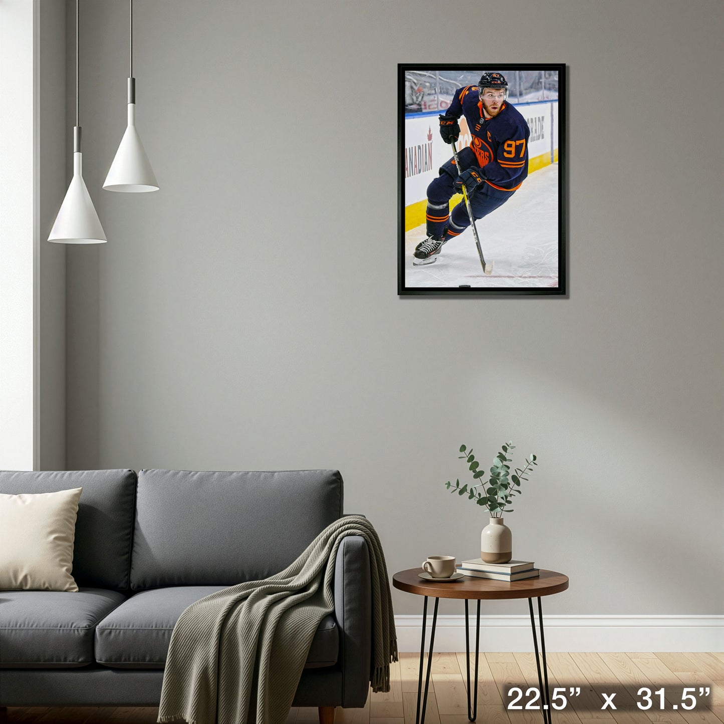 Connor McDavid Edmonton Oilers Framed 20x29 Skating with Puck Canvas