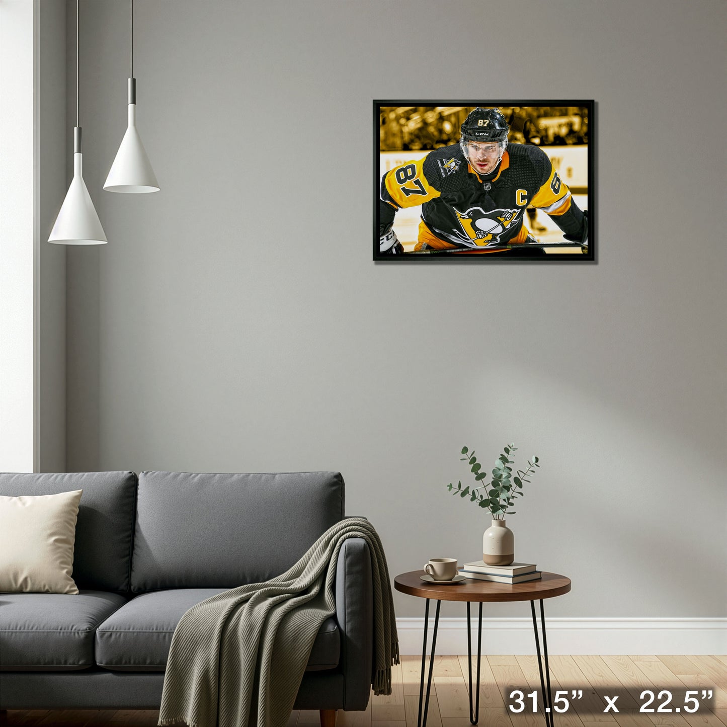 Sidney Crosby Pittsburgh Penguins Framed 20x29 Face-Off Close-Up Canvas