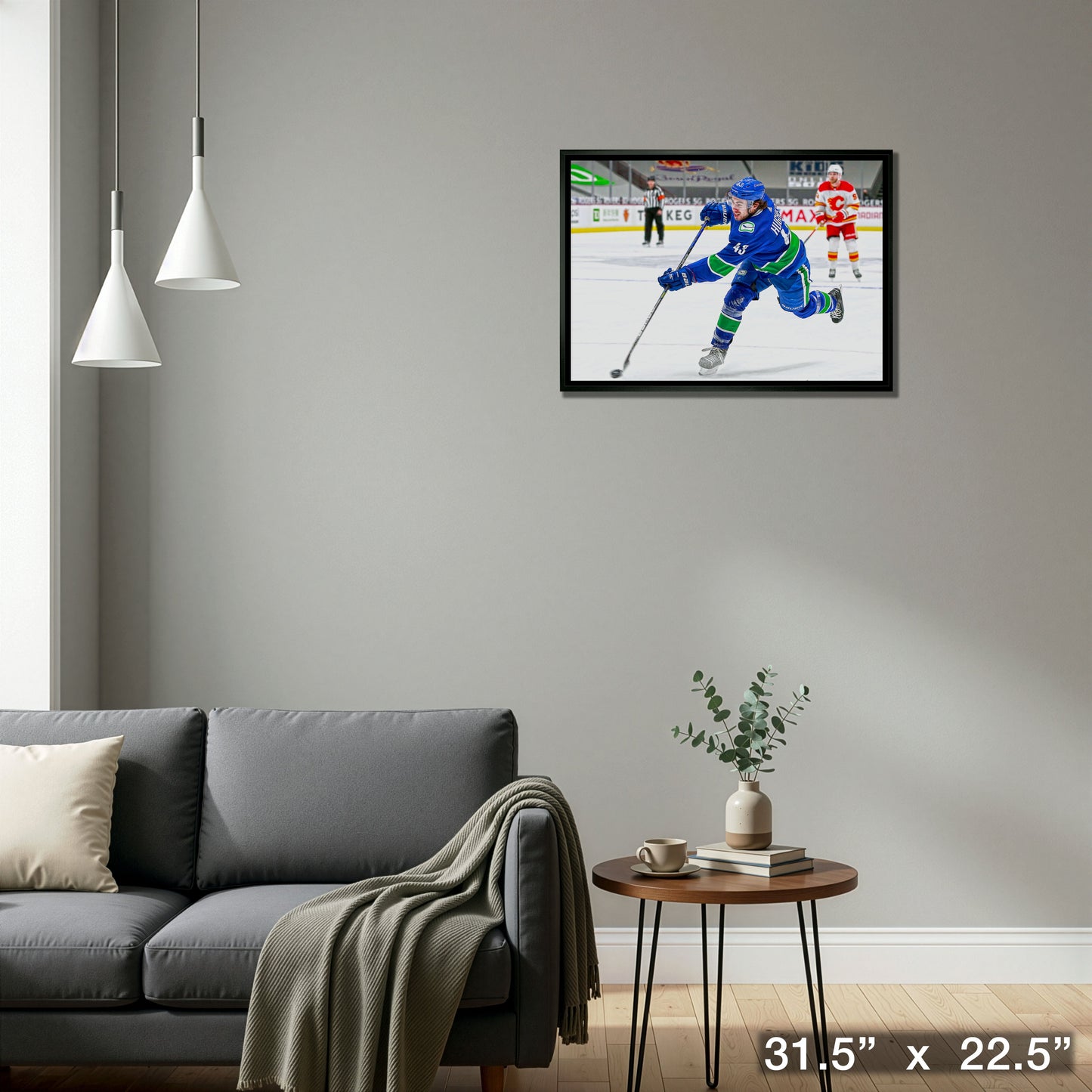 Quinn Hughes Vancouver Canucks Framed 20x29 Shooting Canvas