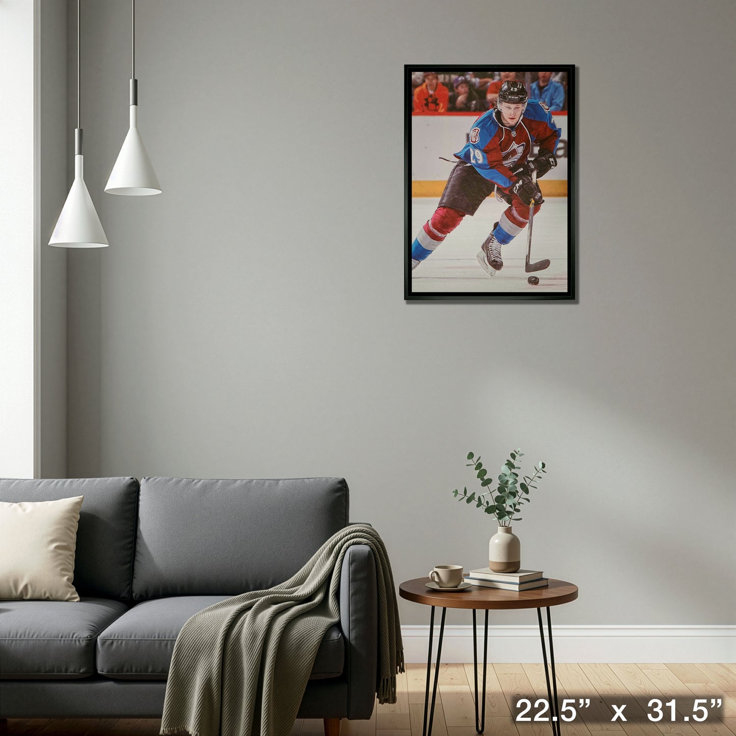 Nathan MacKinnon Colorado Avalanche Framed 20x29 Skating with Puck Canvas