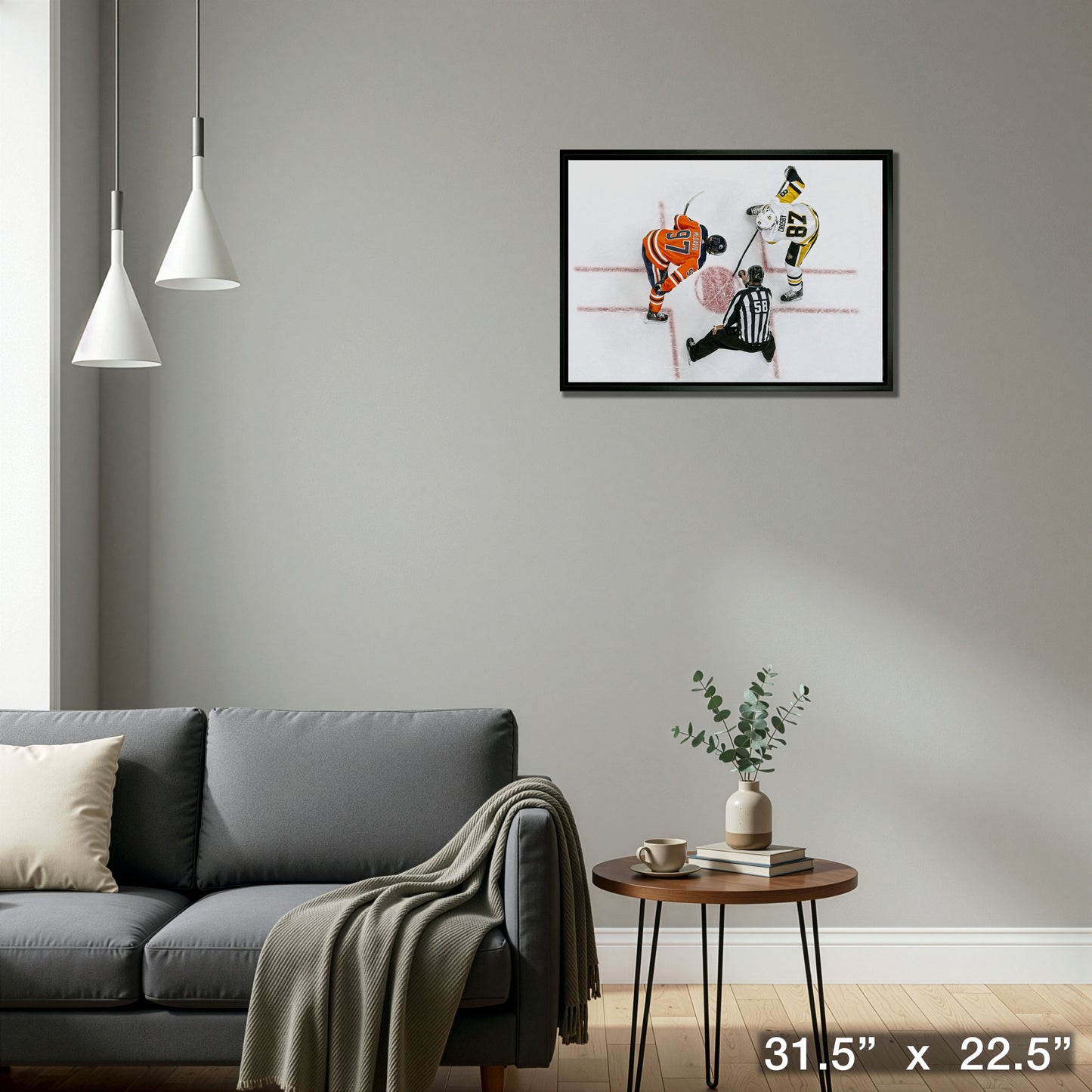 Connor McDavid and Sidney Crosby Framed 20x29 Overhead Face-off Canvas