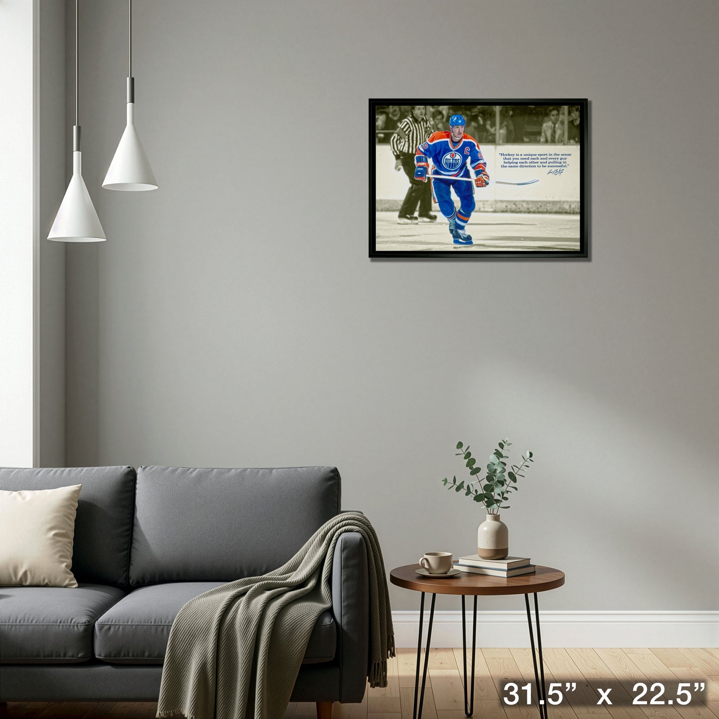 Wayne Gretzky Edmonton Oilers Framed 20x29 Skating Canvas with Quote