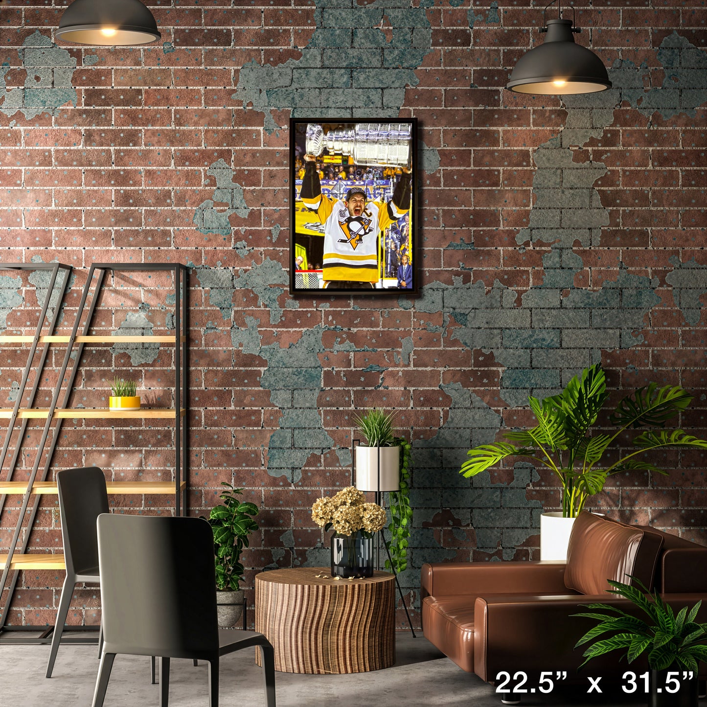 Sidney Crosby Pittsburgh Penguins Framed 20x29 Raising Stanley Cup Canvas