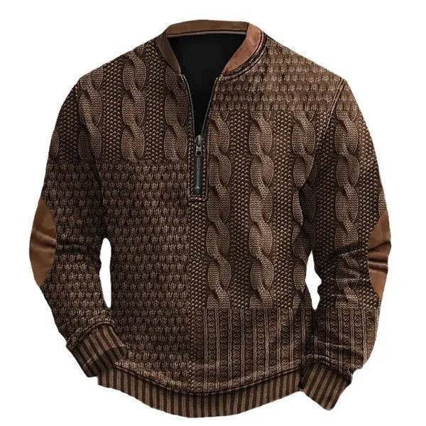 Printed Men's 3D Half Placket Zipper Sweatshirt Pullover - Velora
