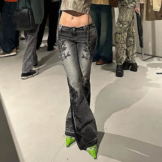 Printed Worn Baggy Jeans Pant Slimming Washed Women - Velora