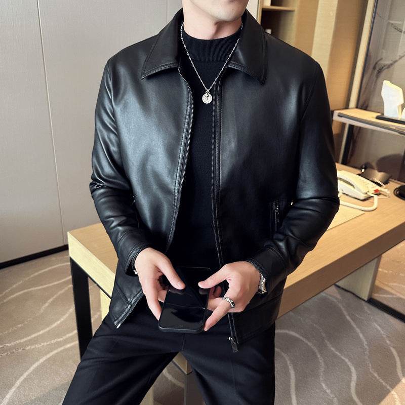 Leather Lapel Light Business Men's Jacket - Velora
