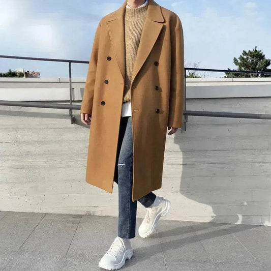 Men trench coat Long Winter woolen coat jacket for men formal winter clothes for men - Velora