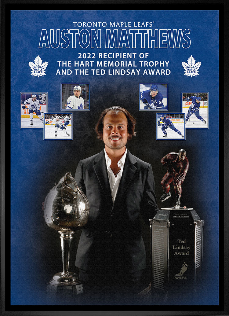 Auston Matthews Framed Toronto Maple Leafs 20x29 2022 Trophy Collage Canvas Frameworth Sports Marketing