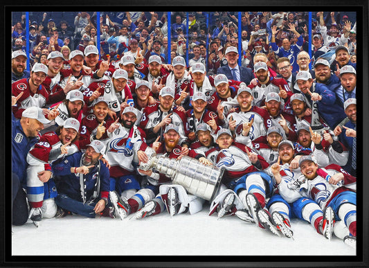 Colorado Avalanche Framed 20x29 2022 Stanley Cup Champions Canvas Frameworth Sports Marketing