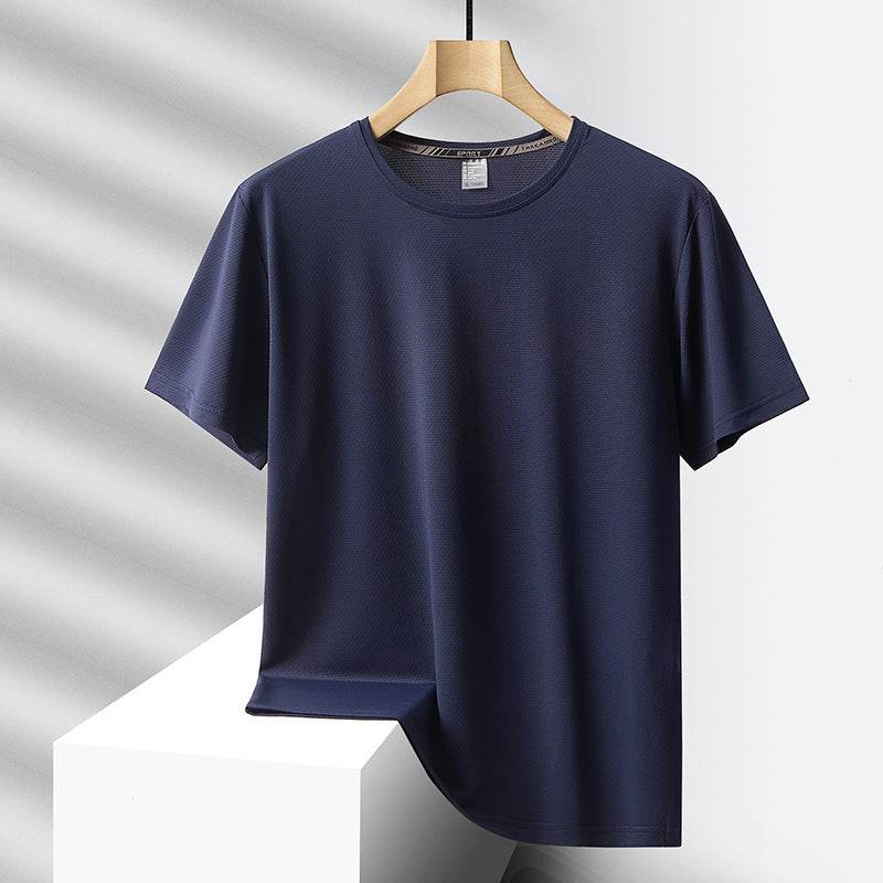 Men's Ice Silk Casual Sports Round Neck Oversized T-shirt - Velora