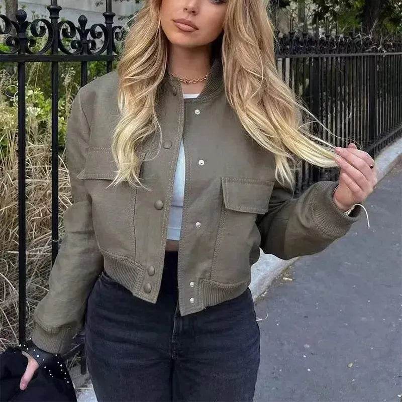 Fall Single Breasted Cashmere Cropped Jacket for women - Velora