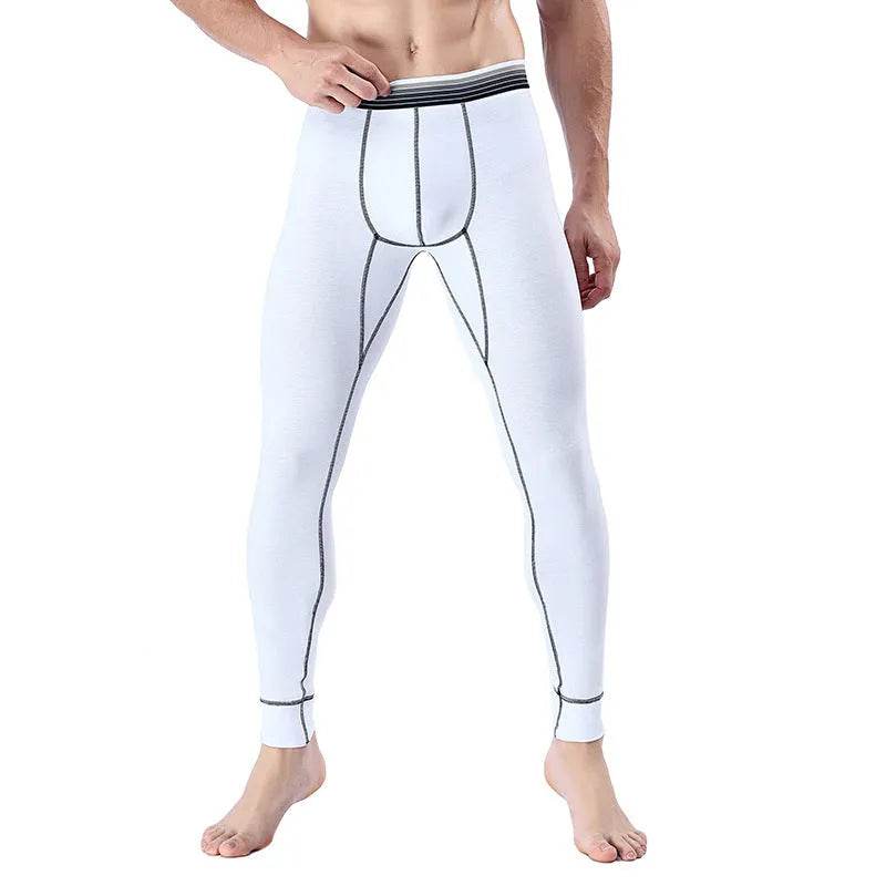 Men's Cropped Long Johns Warm-keeping Pants Cotton Belly-contracting Thin Bottoming Trousers - Velora