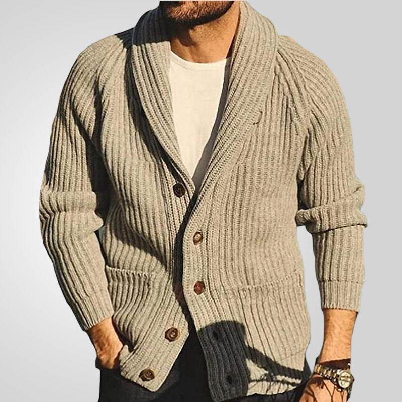 Men's Lapel Knitting Cardigan Fashion Button Sweater With Pockets Outwear Long Sleeve Top Spring Fall - Velora
