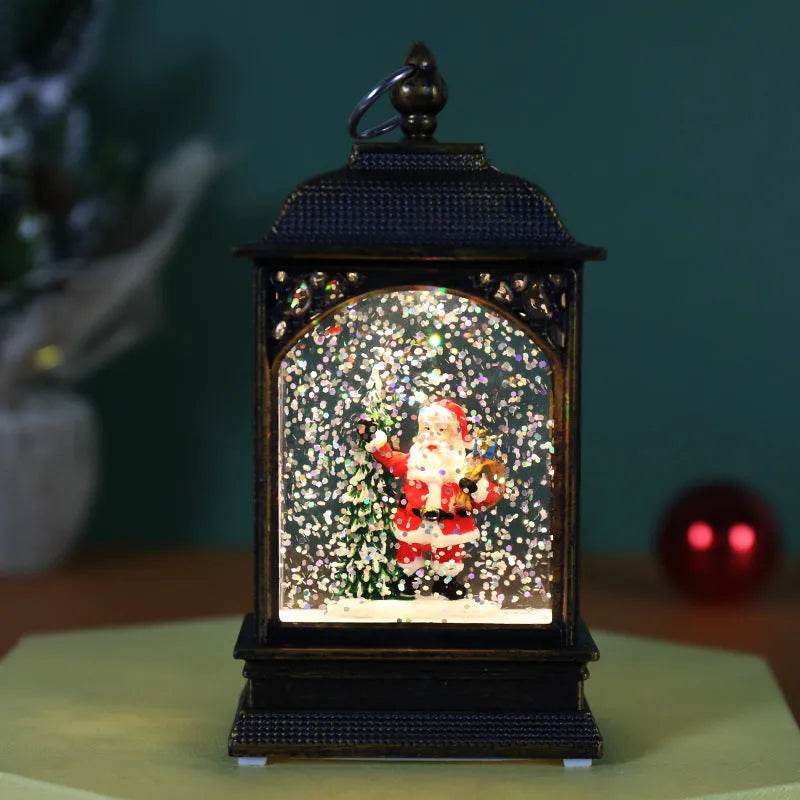 Christmas Decoration Luminous Water Injection Flat Storm Lantern Desktop Decoration - Velora