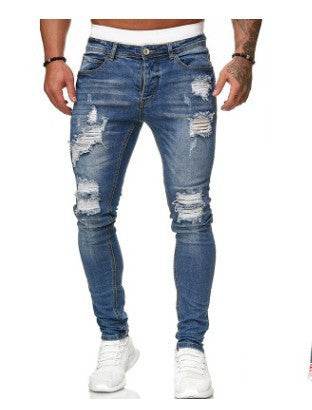 Slim fit Ripped Straight leg denim Jean Pant trousers for men - Velora