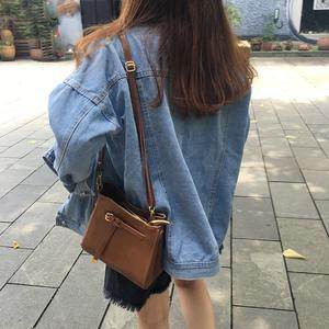 Casual Unisex Loose student bf style blue denim jacket women - Velora