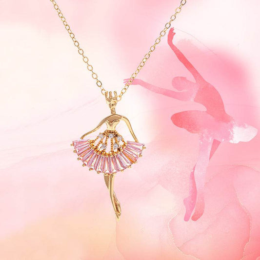 Ins Ballet-girl-shaped Necklace Fashion Personality Rhinestone Clavicle Chain Jewelry For Women - Velora