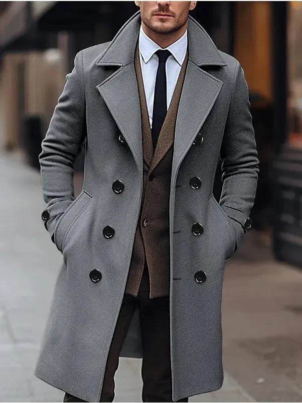 Fall Winter Men Woolen Coat Double Breasted Overcoat for men - Velora