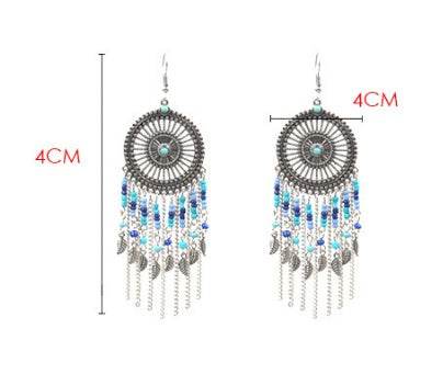 Beaded fringed hollow earrings - Velora