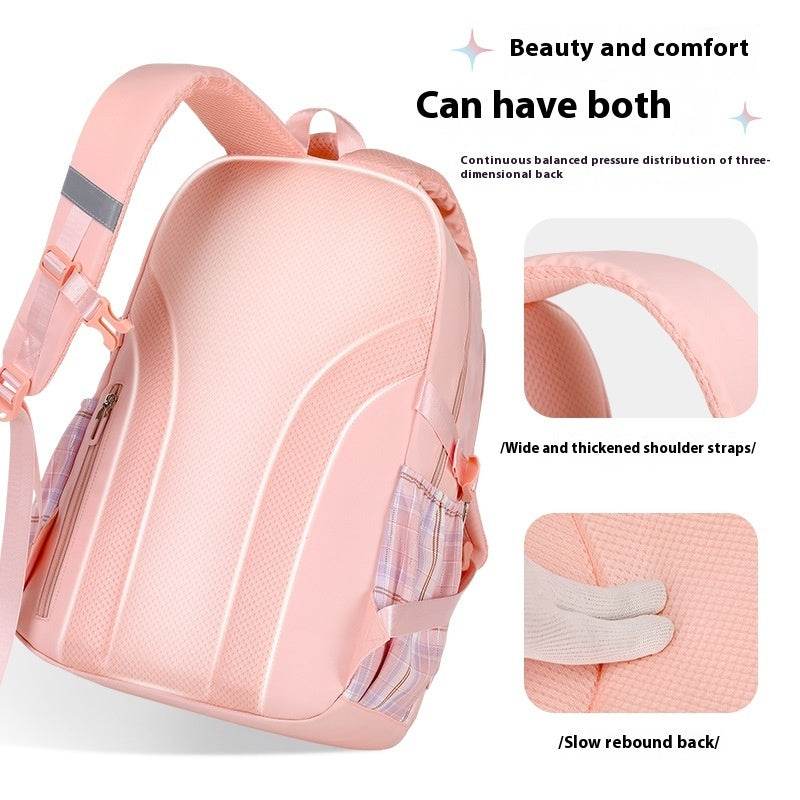 Primary School Student Schoolbag Girls' Plaid Backpack - Velora