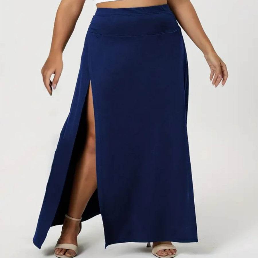 Women's High Waist Slit Solid Color Side Slit Maxi Skirt - Velora