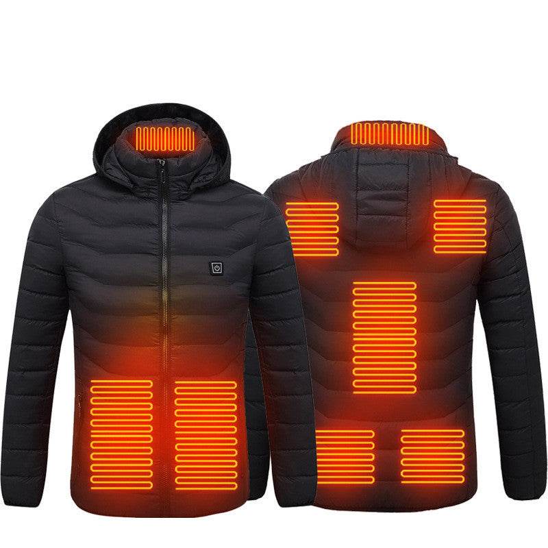 Men Heated Puffer Jacket Electric Heating Coat Insulated Hood Windbreaker 9Heat Zones - Velora