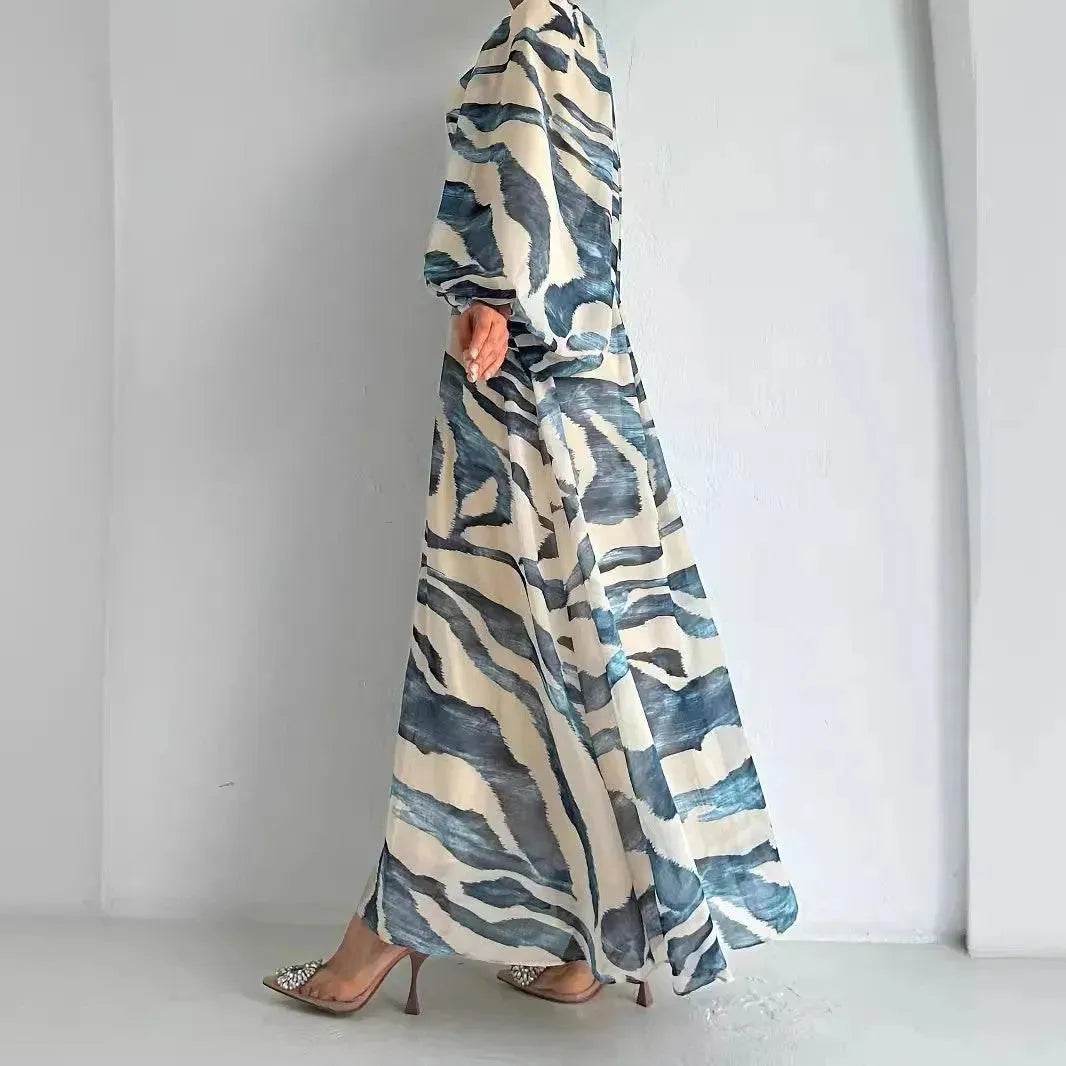 Elegant Printed Mum Long Maxi Dress - Velora
