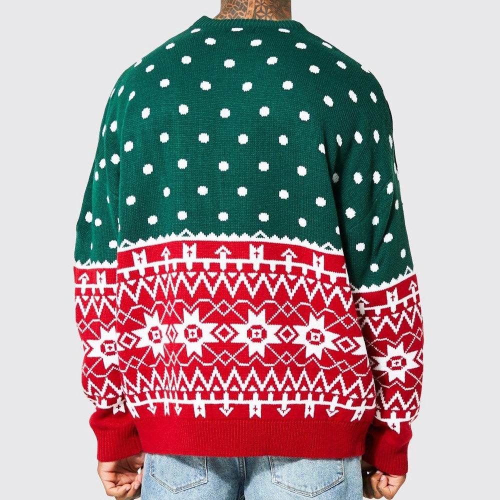 Men's New Fashion Knitted Jacquard Loose Round Neck Pullover Sweater For Autumn And Winter And Christmas - Velora