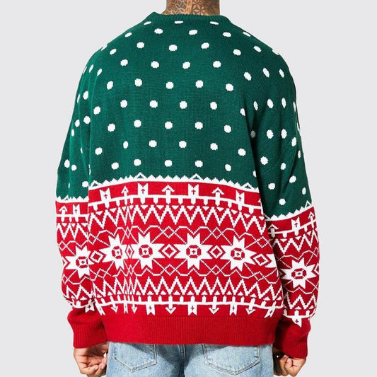 Men's New Fashion Knitted Jacquard Loose Round Neck Pullover Sweater For Autumn And Winter And Christmas - Velora
