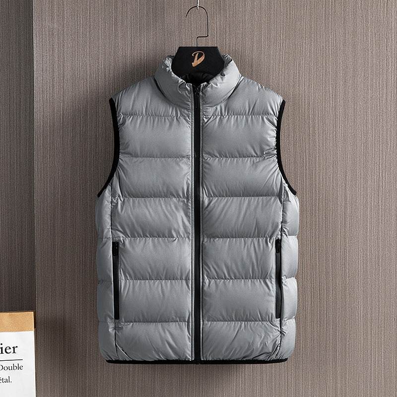 Men's Fashionable Handsome Warm Solid Color Cotton Vest Stand Collar - Velora