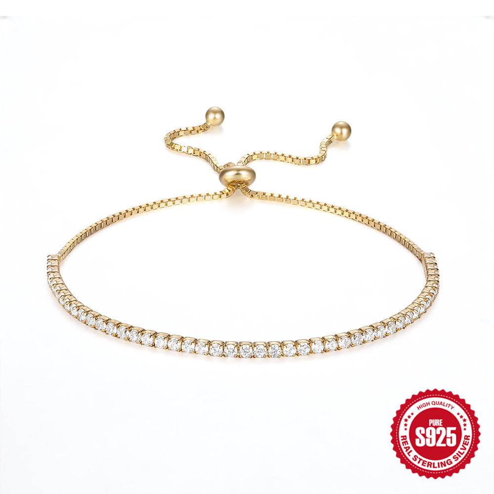 S925 Sterling Silver Fashionable All-match Elegant Single Row Tennis Zircon Women's Bracelet - Velora