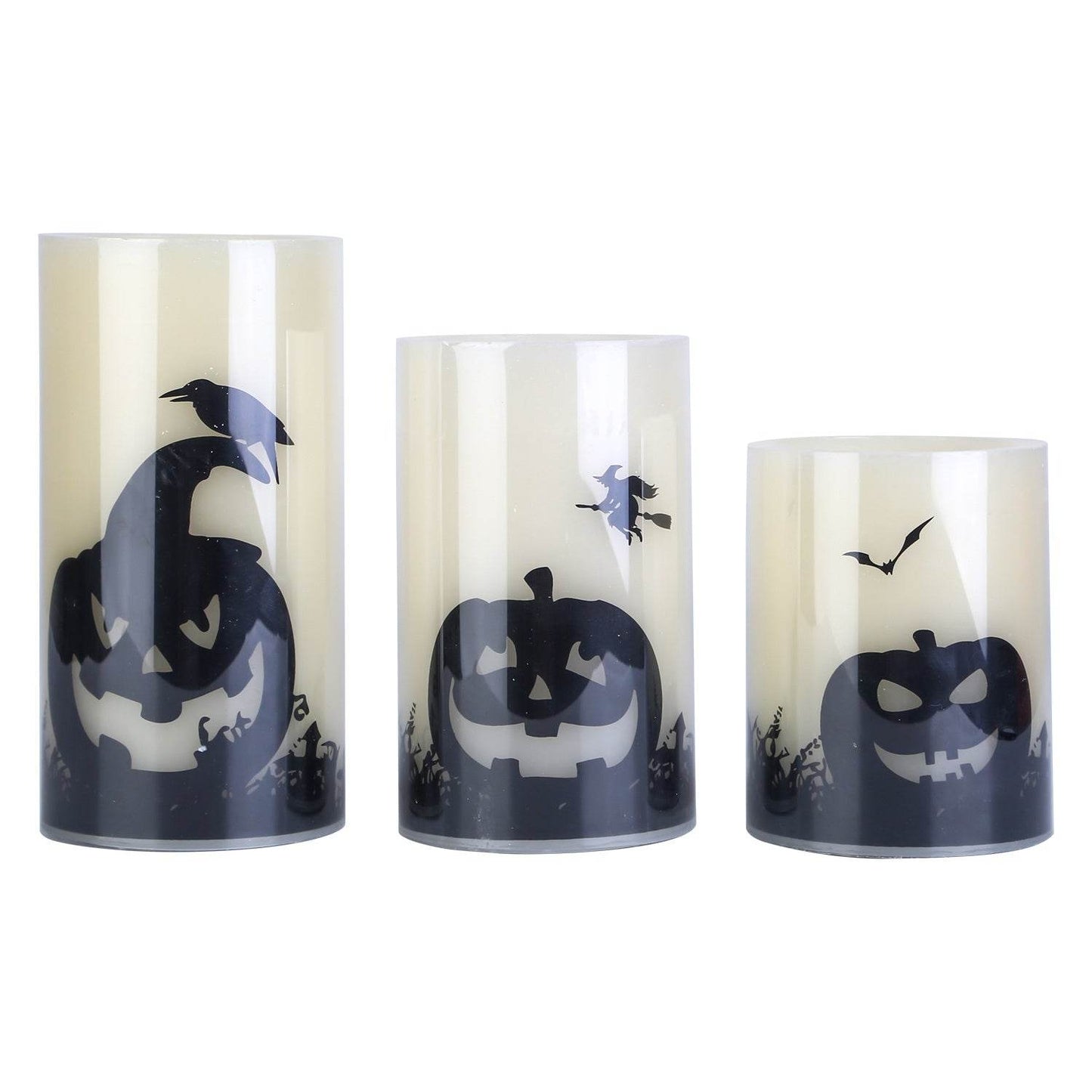 3 Pack Halloween Flameless Candle Lamp With Timer Setting Battery Operated Warm Orange Light Candles For Halloween Party Decoration - Velora