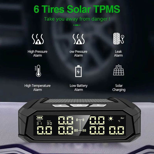Auto Solar External Tire Pressure Monitor 6 Tire RV Trucks Car Vehicle - Velora