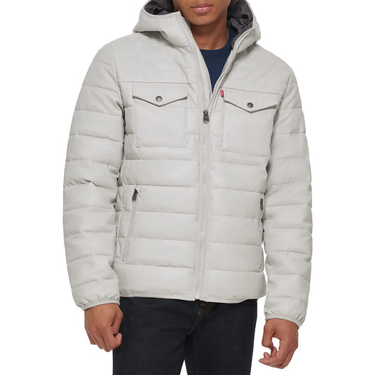 Levis Mens 2-Pocket Stretch Quilted Puffer Ice Faux Leather Small