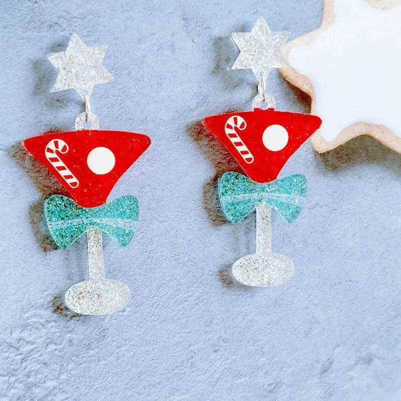 Sweet Christmas Tree Earrings With Rhinestones New Fashion Christmas Acrylic Earrings Women's Jewelry - Velora