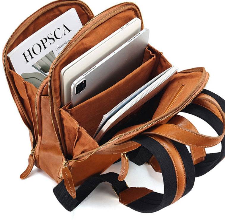 Multi-laminated Retro Genuine Leather Backpack - Velora